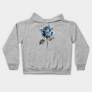 Blue Rose Drawing, Flower Drawing, Gift For Her Kids Hoodie